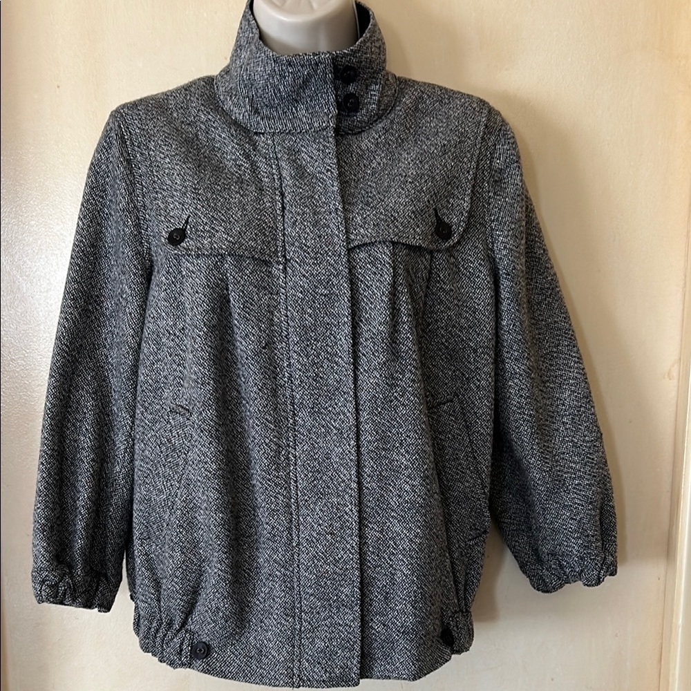 Quiksilver black and white wool tweed jacket size S